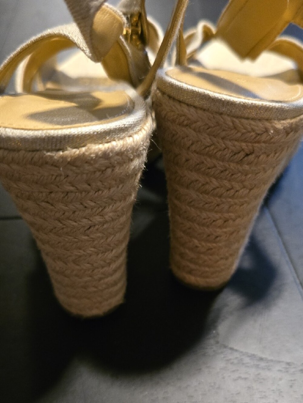 Michael Kors Metallic Beige Espadrille Wedge Sandals - Picture 7 of 7